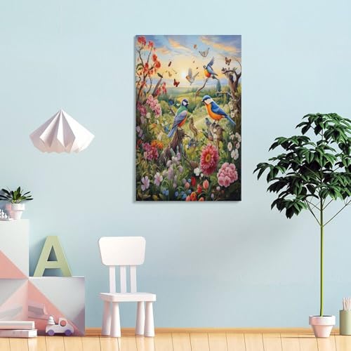 Oiseaux et fleurs murale affiche grand format pour cacher mur vide - 4