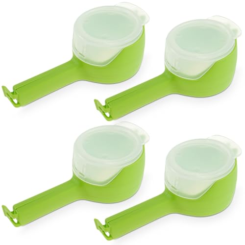 VAVPUP 4 clips de plástico para aperitivos reutilizables para harina, aperitivos, avena (4, verde)
