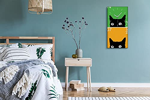 Image Art Mural Art Moderne Horloge Toile de Qualité Mains Blanches Chat Noir