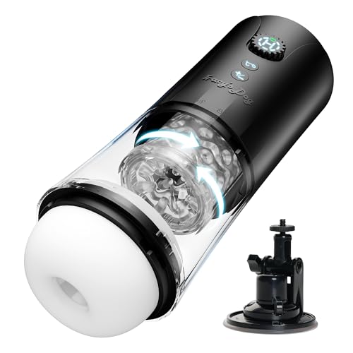 Tracy's Dog Automatic Male Masturbator, Male Sex Toy with 5 Thrusting & Rotating & Vibration Modes, Hands Free Sex Toys for Men with Infinite Speed Regulation, LCD Display & Suction Base Pen