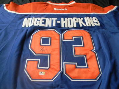 Sports Memorabilia Ryan Nugent-Hopkins Autographed Jersey - NHL Oliers Ga Coa - Autographed NHL Jerseys