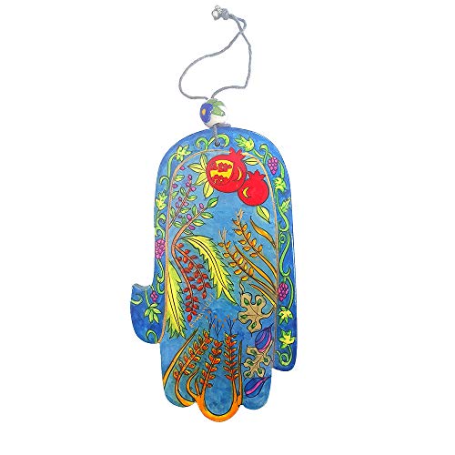 Bijou juif Hamsa en bois décoration murale judaïca et bénédiction Mazal