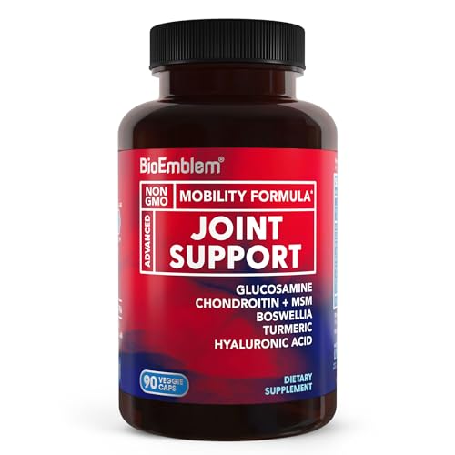 BioEmblem Joint Support - Glucosamine Chondroitin + MSM 1500 MG - with Boswellia, Turmeric &...