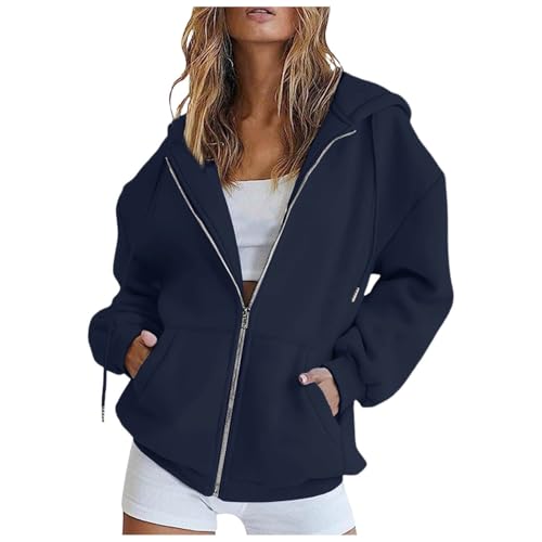 Sweatjacke Damen Oversize Sommer Sweatshirt Jacke Mit Kapuze Zipper Hoodie...