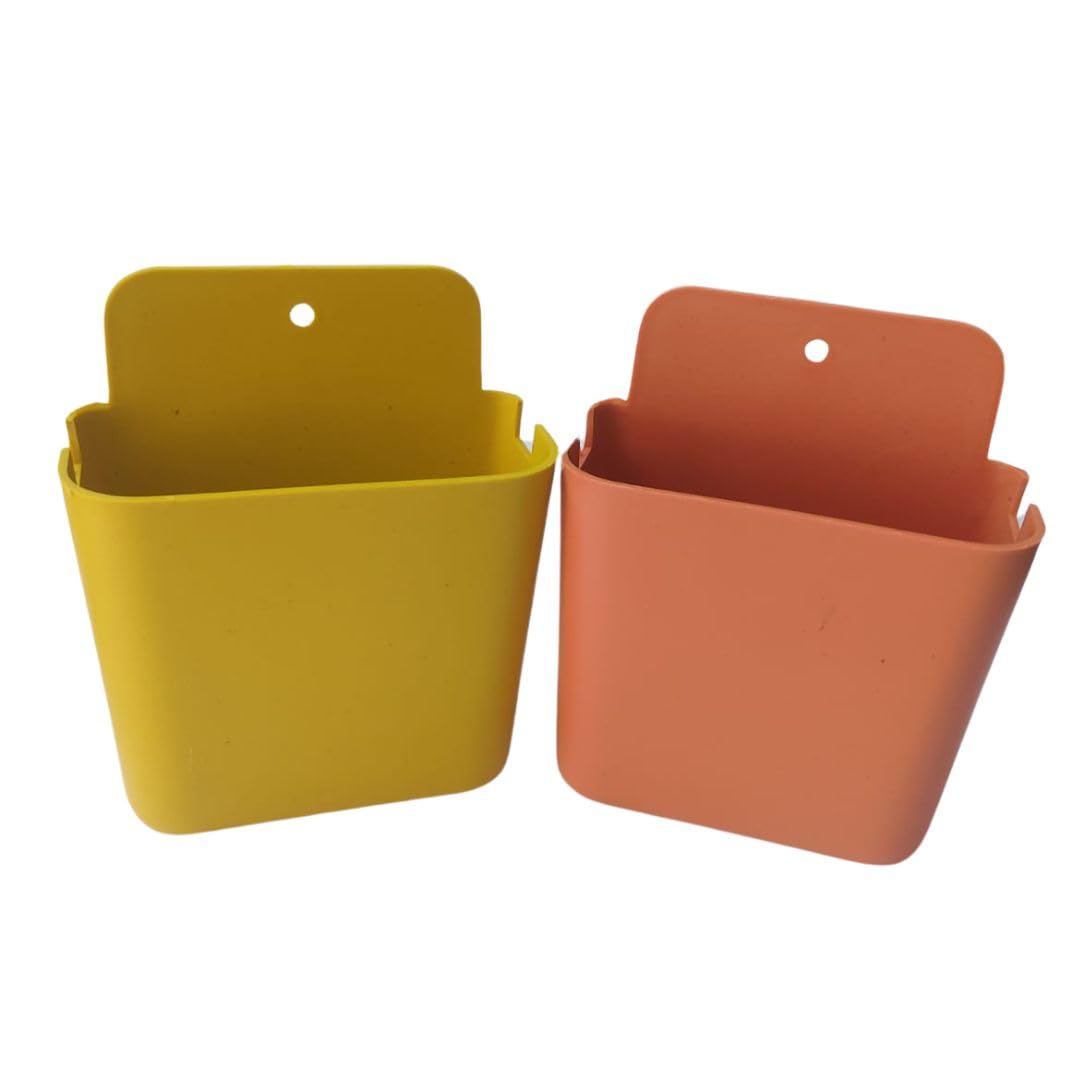 RBN LOOK'S Self-Adhesive Multipurpose Mobile Wall Holder | 2 Pack, Multicolor Plastic Holder for Mobile, Remote, Stationery, Pen Storage-image-48