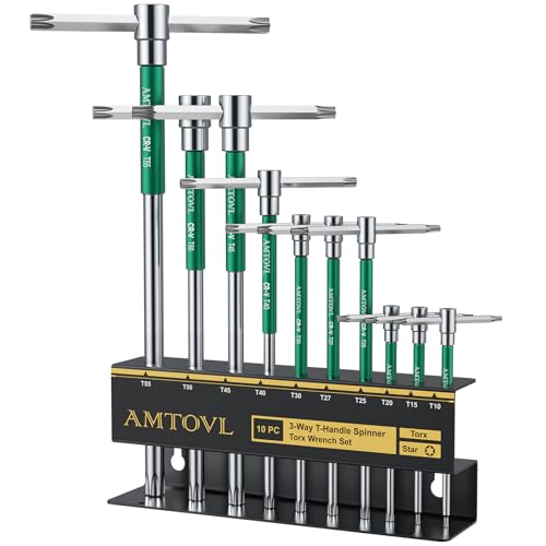 Image of AMTOVL T-Handle Star Wrench Set - TORX, 10 Pcs T10-T55, Sliding Handle,