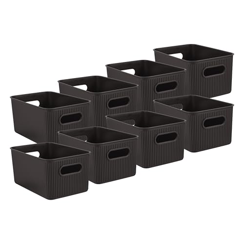 Bac de rangement en plastique marron Superio Lot de 8 paniers de 5L pour la maison