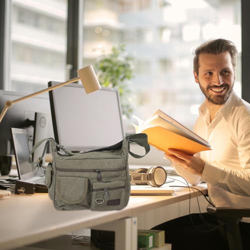 Bolso bandolera grande para viajes y uso casual con amplio espacio en lona de hombre 2
