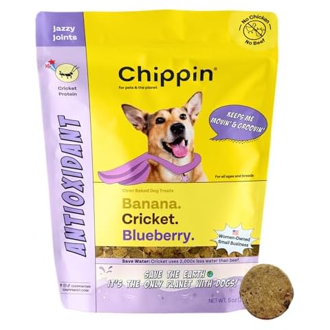 Chippin Blueberry Cricket Antioxidant Dog Biscuit (5oz, 1-Pack) | Natural Joint Health, Made in USA | Chicken-Free, Hypoallergenic, Human-Grade Novel Protein | Puppy & Senior Dogs Cover