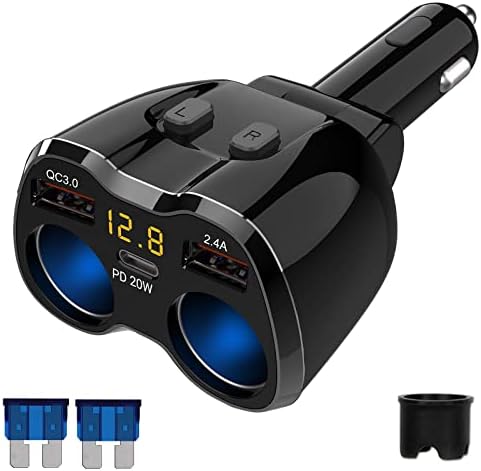 PD 3.0 adapter do zapalniczki samochodowej 150 W, rozdzielacz 12 V, USB C, ładowarka samochodowa, 2 gniazda sieciowe, zasilacz DC 24 V, wtyczka rozdzielacz z przełącznikiem, 3 porty USB do telefonu