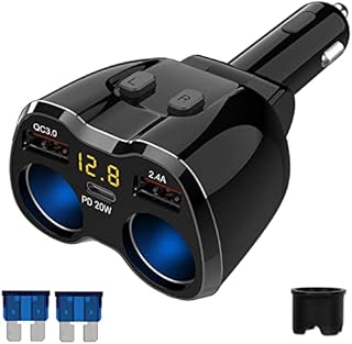 PD 3.0 adapter do zapalniczki samochodowej 150 W, rozdzielacz 12 V, USB C, ładowarka samochodowa, 2 gniazda sieciowe, zasilacz DC 24 V, wtyczka rozdzielacz z przełącznikiem, 3 porty USB do telefonu