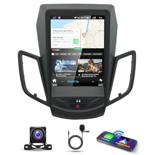 2G+32G Car Stereo for Ford Fiesta MK7 MK8 2009-2016 with Wireless Carplay Android Auto, 9.7" HD Touch Screen 2 Din Android 13 Car Radio Receiver w/Bluetooth GPS Navigation Wifi FM BT SWC Backup Camera
