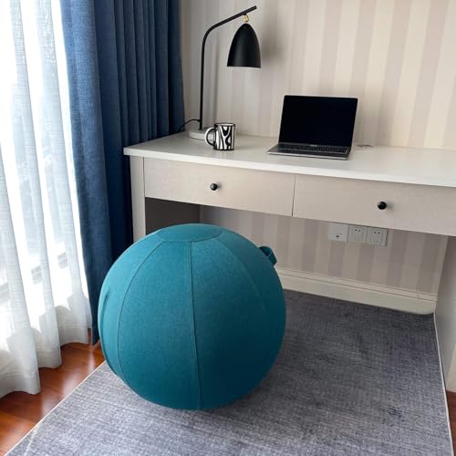 Image of Sitting Ball Chair for Office and Home, Pilates Exercise Yoga Ball with Cover for Balance, Stability and Fitness, Ergonomic Posture Exercise Ball Seat with Handle and Pump