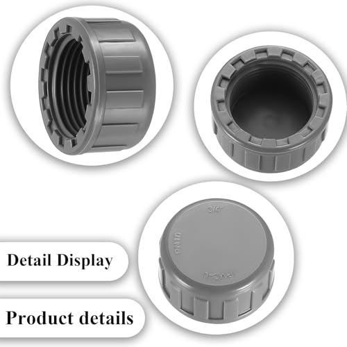 4 Stück PVC-Gewindekappe 3/4'', Kunststoff Verschlusskappe Innengewinde, 3/4 inch BSP Rohrverschraubungskappe Gewinde 25mm PVC Runder Innengewinde Schlauchverbinder, Wasser Garten Ablassventilkappe
