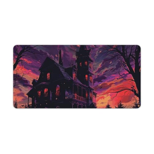 Black Haunted House Desk Pad Large protector de escritorio miniatura 1