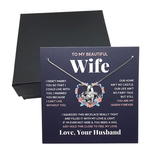 Gifts For Wife Birthday Gifts From Husband Necklace Valentines Day Find You Sooner Jewelry Box Pendant Personalized Custom Made Romantic Gift For My Best Wife Ever (Standard Box, Squeeze Knot)