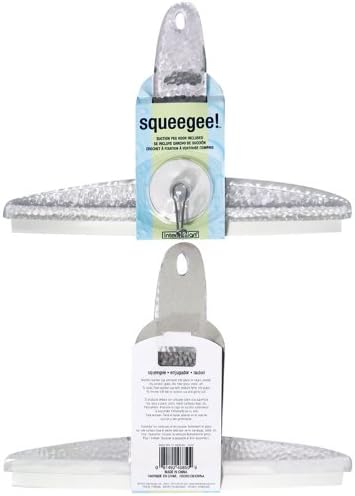 iDesign Rain BPA-Free Plastic Squeegee with Suction Storage Hook - 12" x 8"
