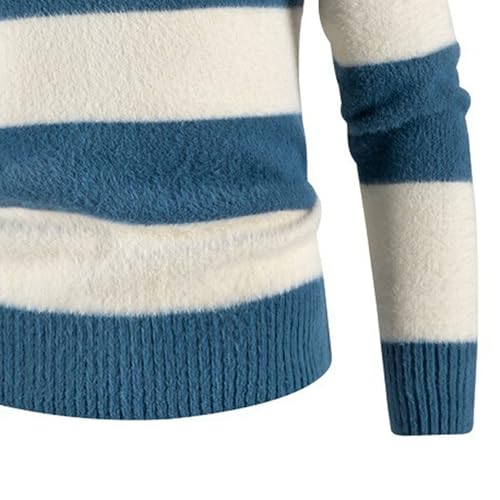 Maiyifu-GJ Men's Striped Knitted Pullover Casual Color Block Slim Fit Sweater Crewneck Long Sleeve Patchwork Sweaters4