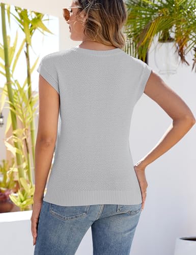 Image of CiCiBird Women Summer Cap Sleeve Sweaters Knit Crew Neck Pullover Tank Tops 2025 Casual Trendy Shirt