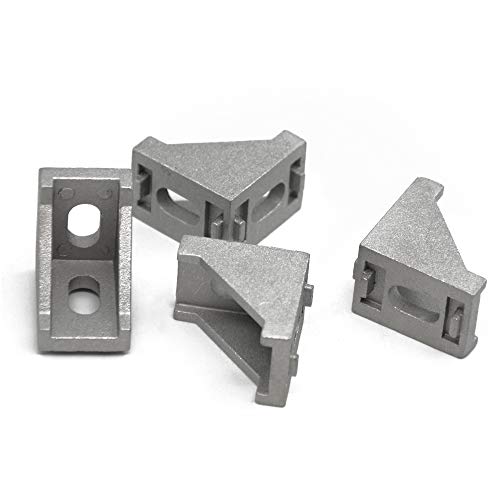 Iverntech 20 Stück silberfarbene Aluminium-Eckwinkel-Verbindungsstücke innen Gelenkplattenbefestigung mit 40 Stück M5-T-Muttern + 40 Stück M5-Schrauben + 1 Stück Schraubenschlüssel für Standard-6
