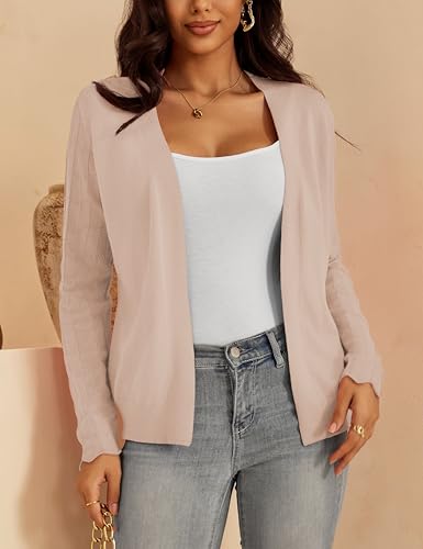 Image of VOIANLIMO Womens Cardigan Lightweight Open Front Knit Long Sleeve Cardigans Sweaters for Women