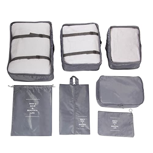 NECESSAIRE ORGANIZADOR PARA MALA DE VIAGEM KIT COM 7 PEÇAS CINZA