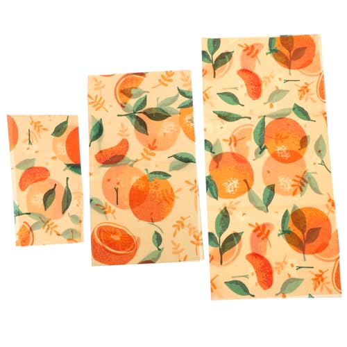Gadpiparty Envoltorios De Cera De Abeja Reutilizables para Alimentos 3 Unidades Tamaño Mediano Color Naranja Paños Sostenibles Ecológicos para Conservar Comida Hogar y Picnic