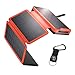 Produktbild IEsafy Solar Powerbank 26800mAh Solar Ladegerät Outdoor mit 4 Solarpanel Externer Akku Taschenlampe Kompass geeignet für Handy Tablet SmartphoneOrange