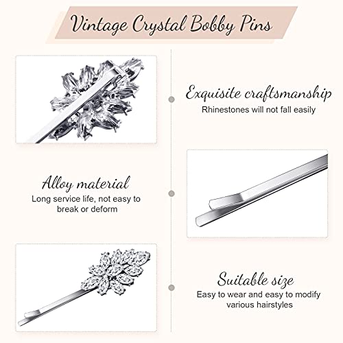 10 Pieces Crystal Hair Pin Vintage Rhinestone Bobby Pin Tone Hair Pins Star Hair Barrette Flower Leaf Feather Sunflower Hair Clips Metal Hair Accessories For Women Girls Hair Decoration (Silver) #TOP3