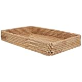 Plateau en rotin pour la cuisine : ce plateau en rotin tressé à la main est multifonctionnel, idéal pour ranger, servir et décorer, parfait pour un usage domestique. plateau de service avec poignées