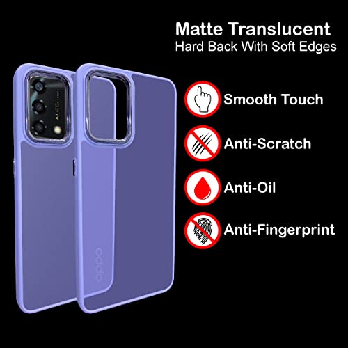 Image of A rtistque Frosted Translucent Back Cover Case for Oppo F19 / F19s | Electroplated Chrome Ring | Raised Camera Edges for Protection | Smooth Sides TPU - Purple