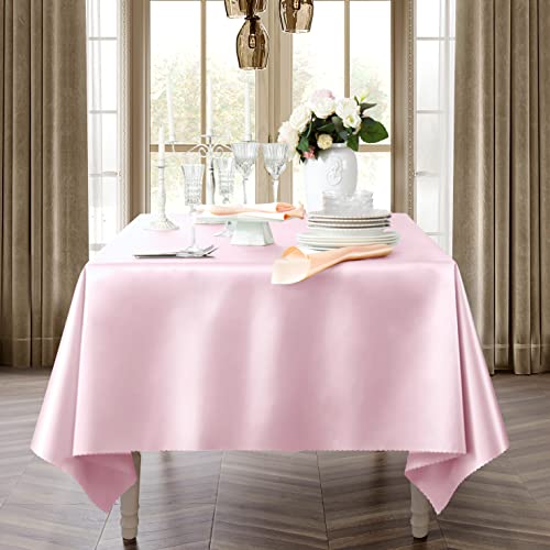 Manyshofu Satin Tablecloth 6Pcs Long Rectangle Tablecloth - 60 X 102 Inches, Pink Tablecloth Satin Table Cover Silky Table Cloth - Smooth Overlay Table Cloth For Wedding Party Restaurant Banquet #TOP1
