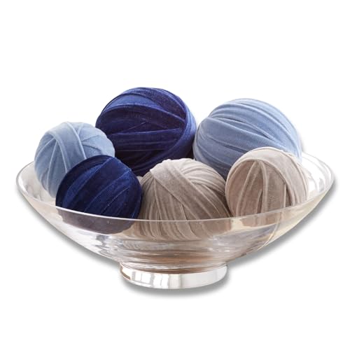 Your Heart's Content Velvet Spheres Set of 6, Taupe Color Slate Blue Bowl fillers, Navy Blue Nursery Decor boy, Coastal Decor Beach House Gifts, Best Gifts for New Apartment (Navy Slate Taupe)