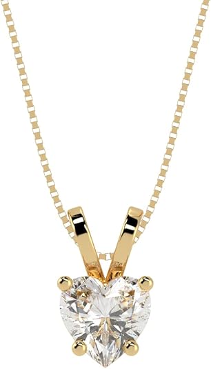 11 Carat 14K Yellow Gold IGI Certified LAB-GROWN Heart Cut 4 Prong Diamond Pendant Necklace