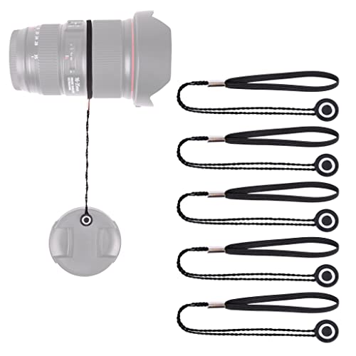 Lens-Aid - Cordon avec adhésif pour Cache-objectifs - avec adhésif en Caoutchouc Universel, Convient à Canon, Nikon, Fuji, Tamron, Sigma, Olympus, Pentax (Set de 5 pcs) Cover
