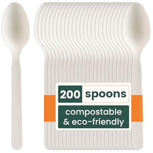 HAAGO - Juego de 200 cucharas - Reutilizables, aptas para lavavajillas, cubiertos para fiestas, bodas, eventos, para comida fría y caliente - Blanco 16cm / 6'