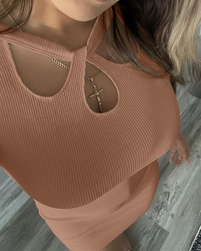 Image of Valiamcep Womens Sleeveless Bodycon Mini Dress Summer Tank Dresses | V Neck,Rib Knit,stretch soft fabric,bodycon,slim fit,sleeveless,summer,Basic,casual daily,dating,club,cocktail
