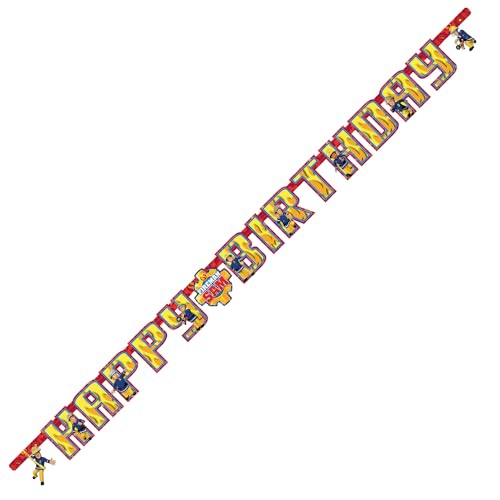 amscan 9902180 – Banderole de Lettres « Happy Birthday » Sam Le Pompier – 1,6 m