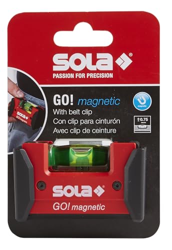 Image of SOLA LSGOM GO! Magnetic Portable Level with Clip and 1 60% Magnified Vial, 3-Inch