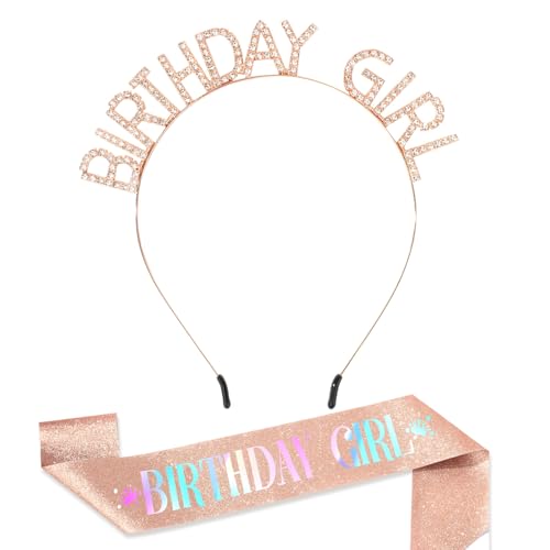 Couronne d'anniversaire pour femme or rose idéale pour fêtes et séances photo