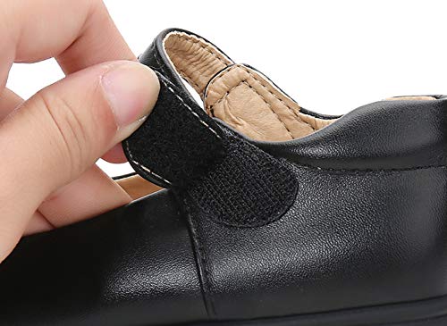 Girls’ School Uniform Dress Shoes Performance Mary Jane Flats Nubuck Black Size 2.5M3