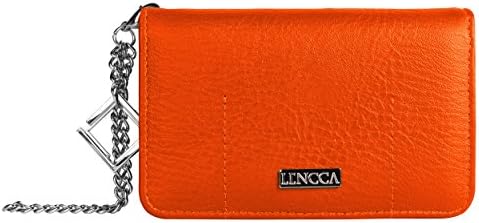 Lencca Kymira Vegan Leather Smartphone Clutch Wallet Purse with Removable Chain Wrist Strap - Orange/Tan
