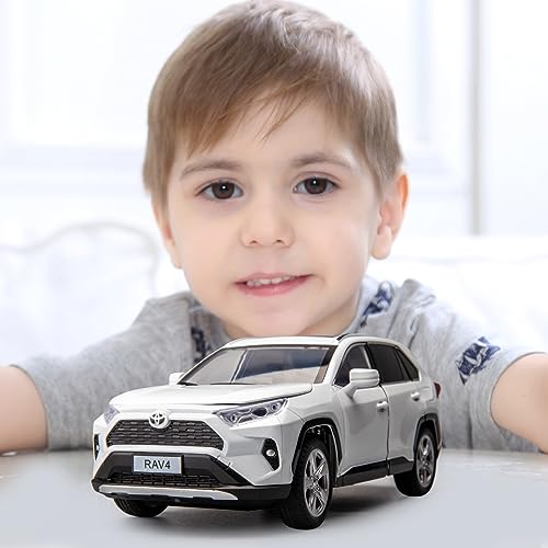 Modelo de coche RAV4 a escala 1:24 color blanco miniatura 7