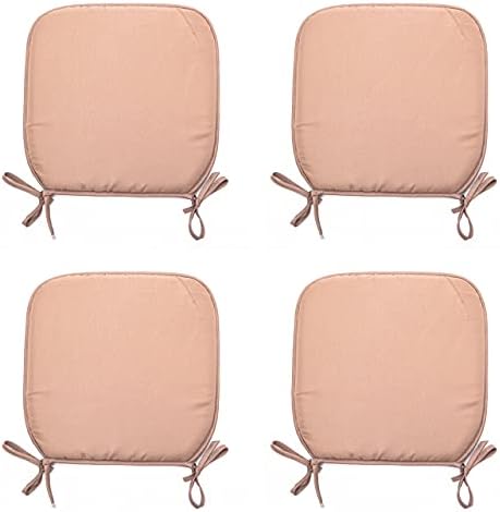 Set Of 4 Beautiful REMOVABLE Dining Garden Chair Foam Cushion Seat Pads With Ties (Black)