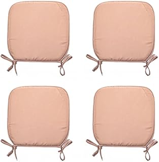 Set Of 4 Beautiful REMOVABLE Dining Garden Chair Foam Cushion Seat Pads With Ties (Black)