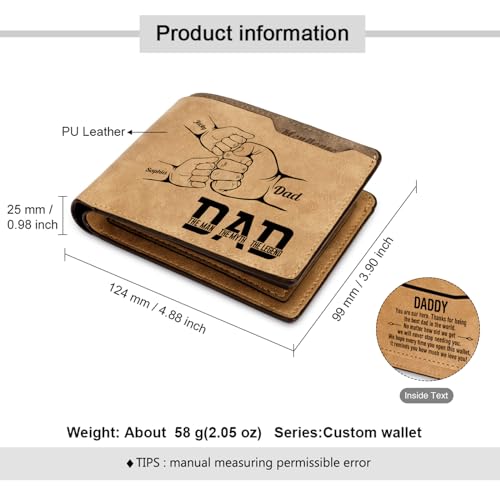 Personalized Leather Wallet for Men - Custom Wallet For Dad With Kids Names，Engraved Gift for Dad from Son Daughter for Father's Day, Birthday, Christmas (Style 3)2