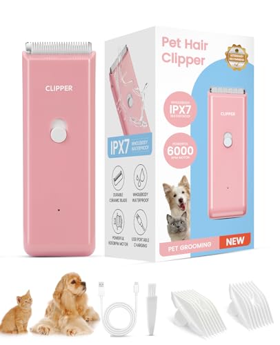 Tawiijou Pet Clippers for Dog Hair Grooming Low Noise Rechargeable Cordless Cat Shaver with Ceramic Blade Portable Pet Hair Trimmer for Matted & Long Hair