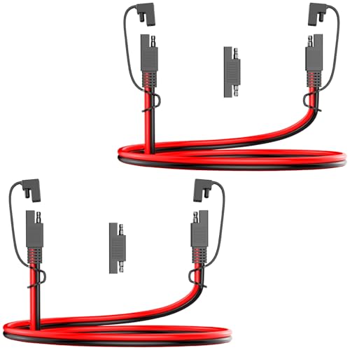 BBHEJJ 2Pack 12AWG SAE Extension Cable, 3.3FT SAE Connector Extension Cable Quick Disconnect Wire Harness with Polarity Reverse Adapter for Solar Panel, Battery, Motorcycle, Car, RV, Truck