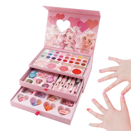 wiroouia Juego De Maquillaje Infantil,Juego De Imitación De Cosmética | Juguetes Cosméticos Lavables para Clase De Teatro Fiesta De Princesas Y Escenario