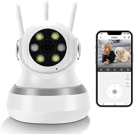 2.4/5GHz Indoor Security Camera, 3MP Pet Camera 360° WiFi Camera Surveillance Interieur for Elder/Dog/Baby Monitor,Home Security Camera with Motion Detection & Tracking/2-Way Audio/Color Night Vision